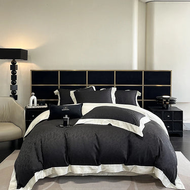 Premium Black Ivory 1000TC Lyocell Cotton Jacquard Bedding Set - Elegant and Comfortable